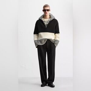 ZARA LIMITED EDITION STRIPED ZIP NECK SWEATER